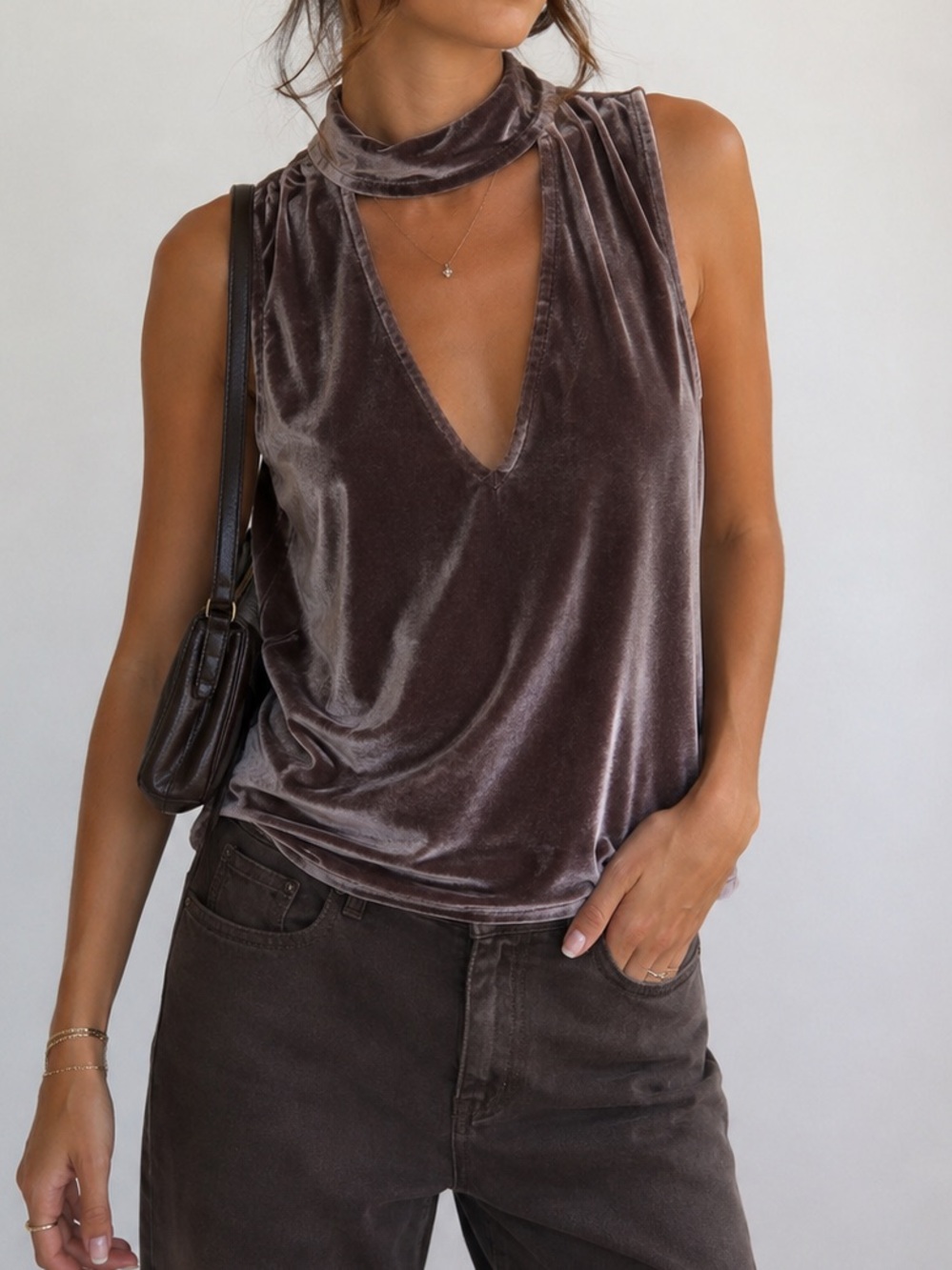 Velvet V Neck Tank Top